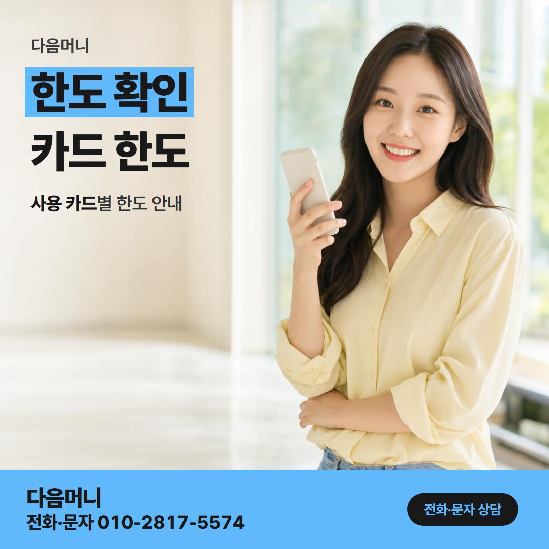 다음머니 안양카드깡 한도 확인