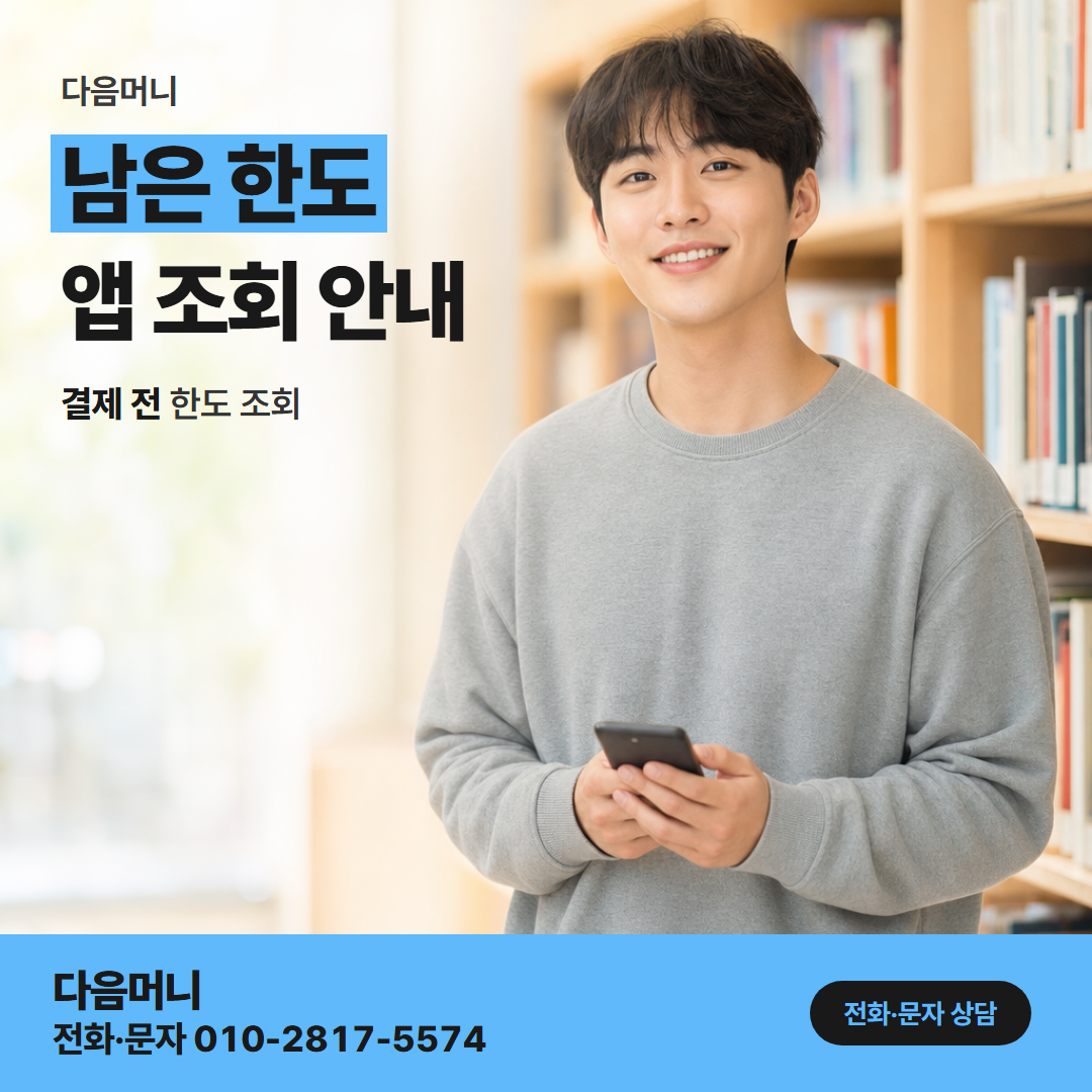 다음머니 안양카드깡 남은 한도